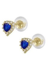 tiny gold heart shaped September birthstone baby earrings